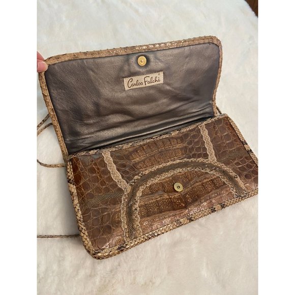 Carlos Falchi Womens Authentic Vintage snake Skin Clutch Purse - Picture 7 of 12